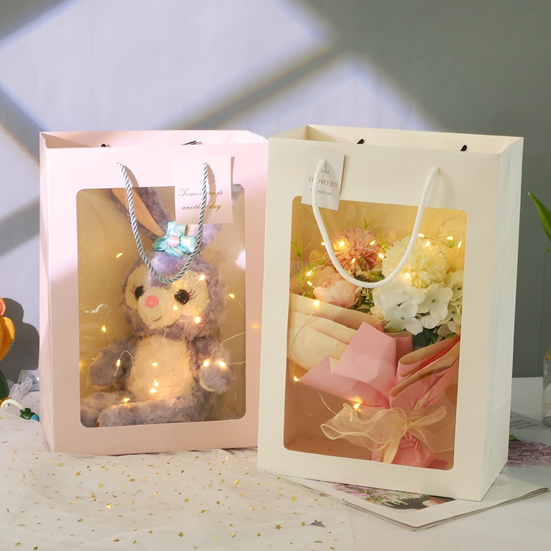 Túi giấy mặt kính đựng hoa đựng quà nhiều kích thước