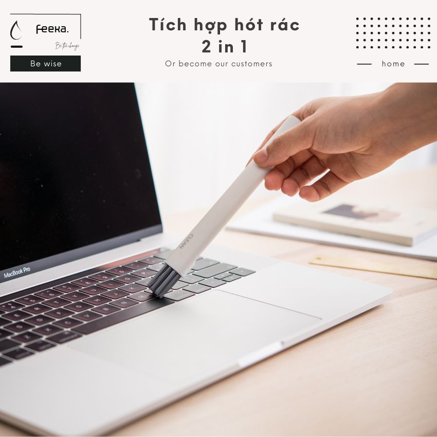 Chổi mini quét bàn phím 2 trong 1 kèm hót rác FEEKA, chổi quét khe kẽ ...