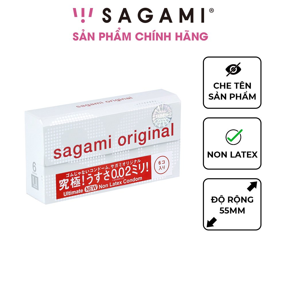 Ảnh Bao cao su Sagami 002 - siêu mỏng 0.02mm - non latex - hộp 6 chiếc 1