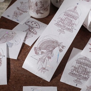 Washi Tape Cổ Trang Phong Cảnh Caro Vintage Sticker Cute Dán Sổ Kiểu Ánh Nhũ Timo WS36