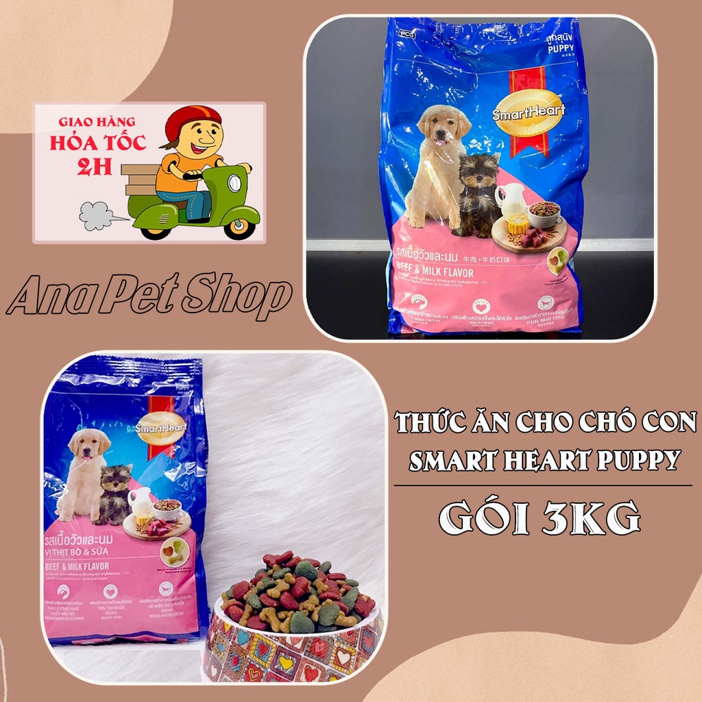 Thức ăn cho chó nhỏ Smart heart 2.7kg vị thịt bò và sữa | Shopee Việt Nam