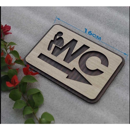 Bảng WC Gỗ mũi tên chỉ hướng nhà vệ sinh AKZTL03
