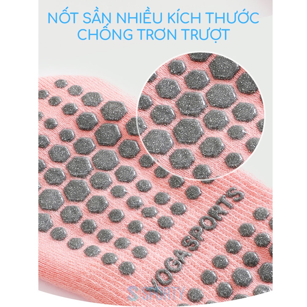 Tất chân cao cổ nữ SPORTY freesize tập yoga pilates, len co giãn đính hạt silicon chống trơn trượt