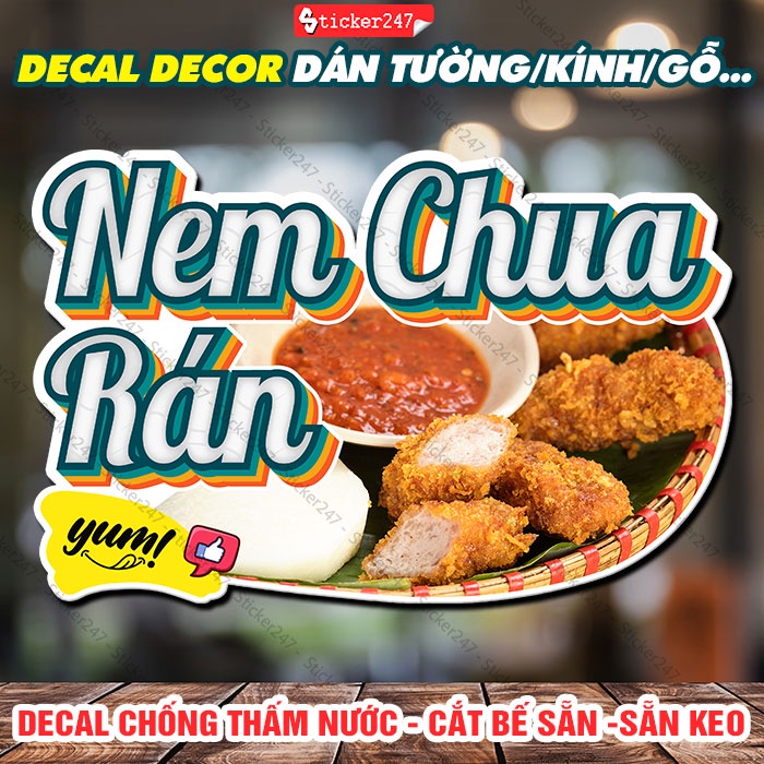Decal Trang Trí Nem Chua Rán 🍓 Hình Dán Quán Bún Đậu Mắm Tôm - Decal ...