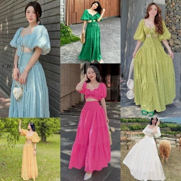 Đầm maxi chạy moking có mút ngực màu đầm trắng, vàng, hồng xanh kiểu đầm maxi đi biển thời trang nữ ARAVA