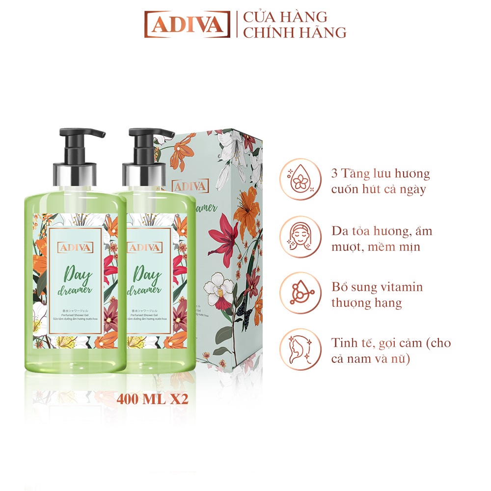 Ảnh Combo 2 Sữa Tắm Dưỡng Ẩm Hương Nước Hoa Adiva Day Dreamer 400ml 2