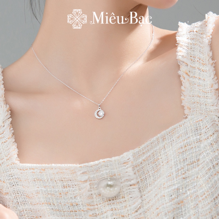 Ảnh Dây chuyền bạc nữ mặt trăng đính đá Miêu Bạc vòng cổ nữ Mystery Moonie phụ kiện thời trang trang sức D400886 2