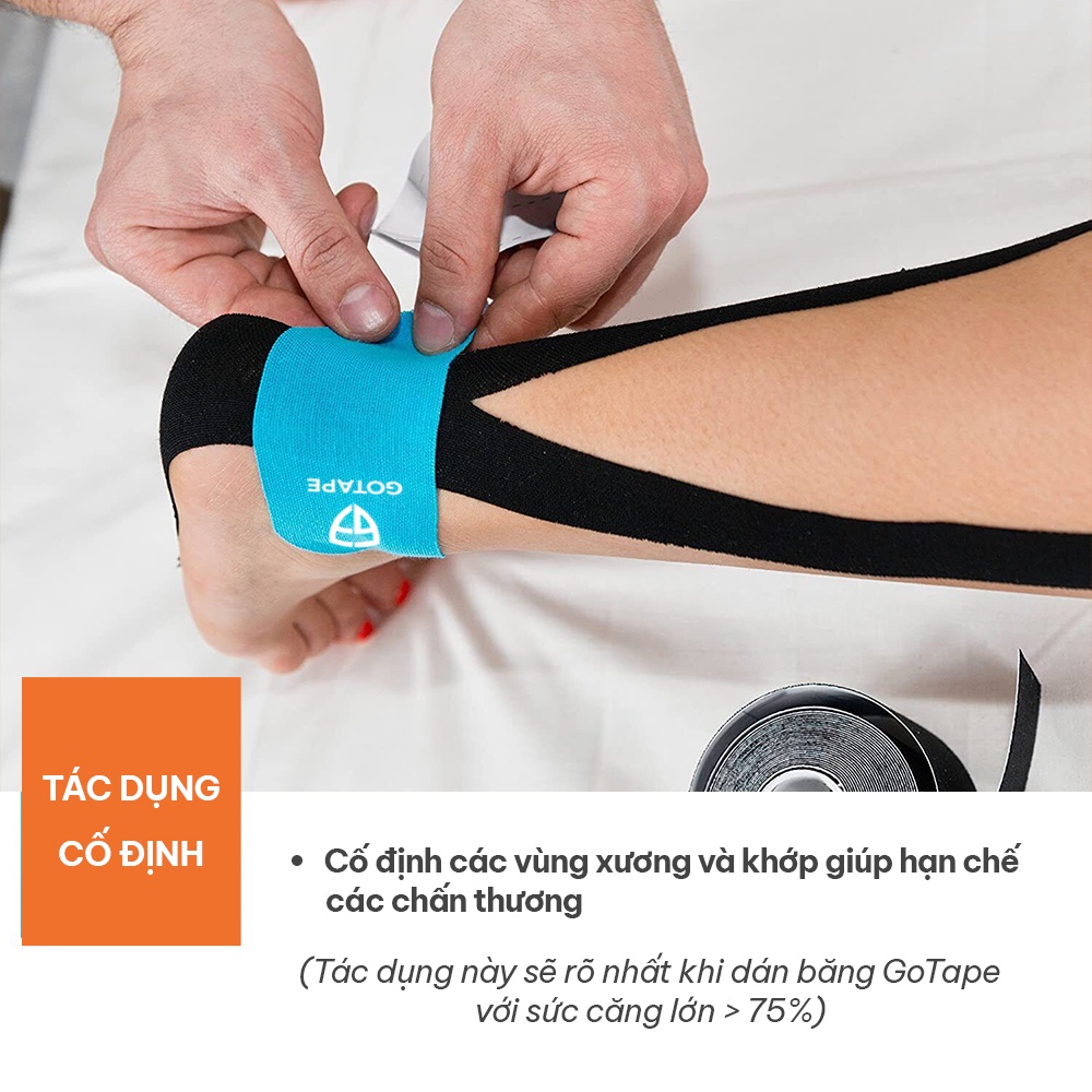 Băng dán cơ thể thao GOTAPE 5cm*5m, chất liệu Rayon cao cấp, co giãn tốt, hỗ trợ cơ bắp khi vận động