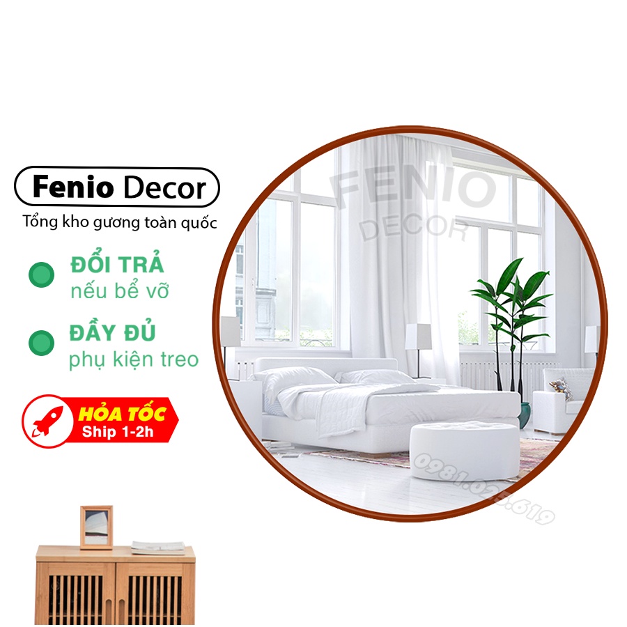 Ảnh Gương treo tường nhà tắm FENIO hình tròn viền màu đen 3