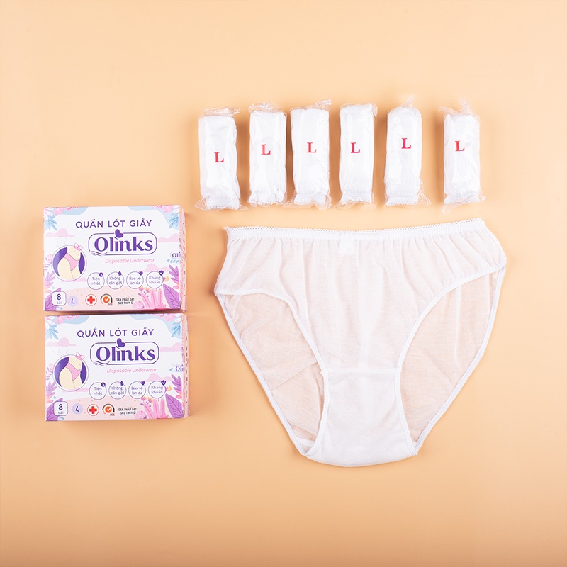 Ảnh Hộp 10 chiếc quần lót giấy Olinks đạt chuẩn SGS Thụy Sĩ quần lót dùng 1 lần kháng khuẩn QL135 du lịch tiện lợi 2