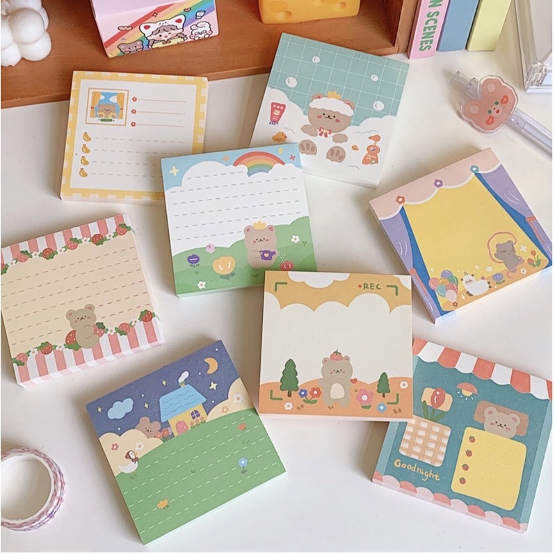 giấy note viết ghi chú, todo list hình gấu chủ đề hoạt hình cute dễ ...