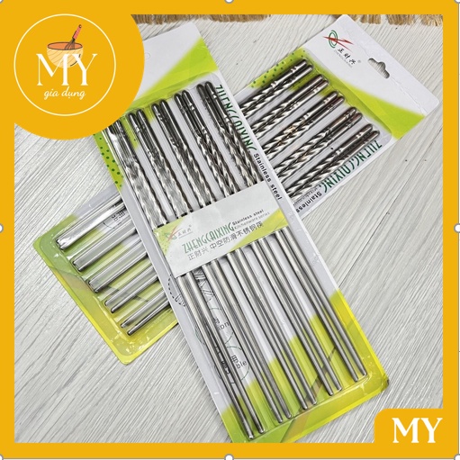 Bộ 5 đôi Đũa inox xoắn ăn cơm tiện lợi siêu rẻ
