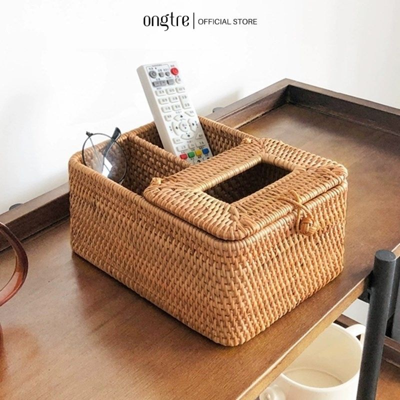 Hộp Khăn Giấy Bằng Mây Guột ONGTRE, Hộp Đựng Giấy Ăn, Decor Phòng Khách, Nhà Hàng, Khách Sạn, Quà Tặng Doanh Nghiệp