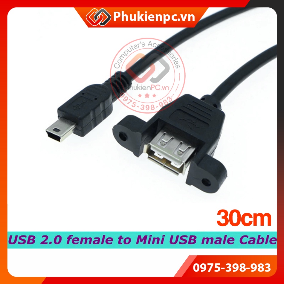 Cáp Mini USB Male to USB 2.0 Female dài 30cm. Dùng cho các thiết bị ...