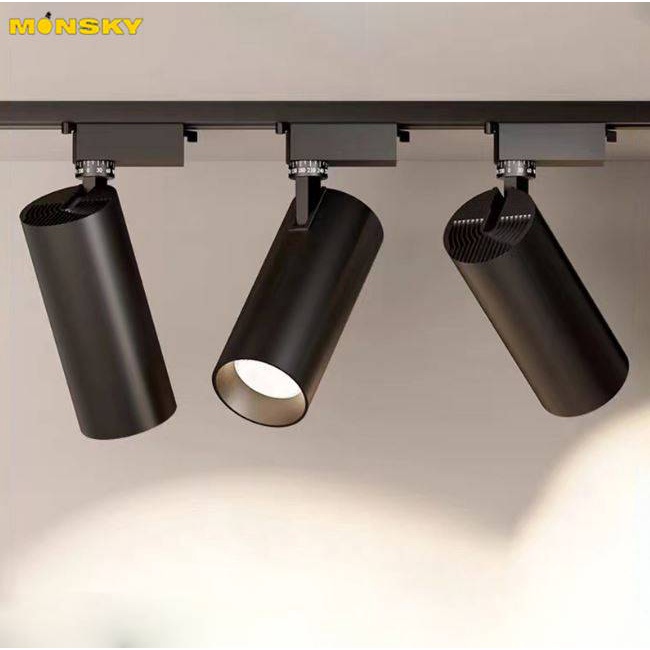 Combo 3 đèn rọi ray MONSKY ống bơ hiện đại 20W, 30W Trang Trí Shop, Quán, Showroom - tặng kèm ray 1 mét..