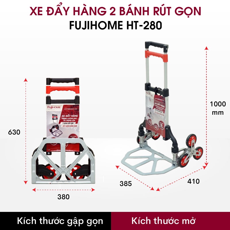 Xe đẩy hàng Fujihome HT-280 rút gọn leo cầu thang nhập khẩu - hàng chính hãng