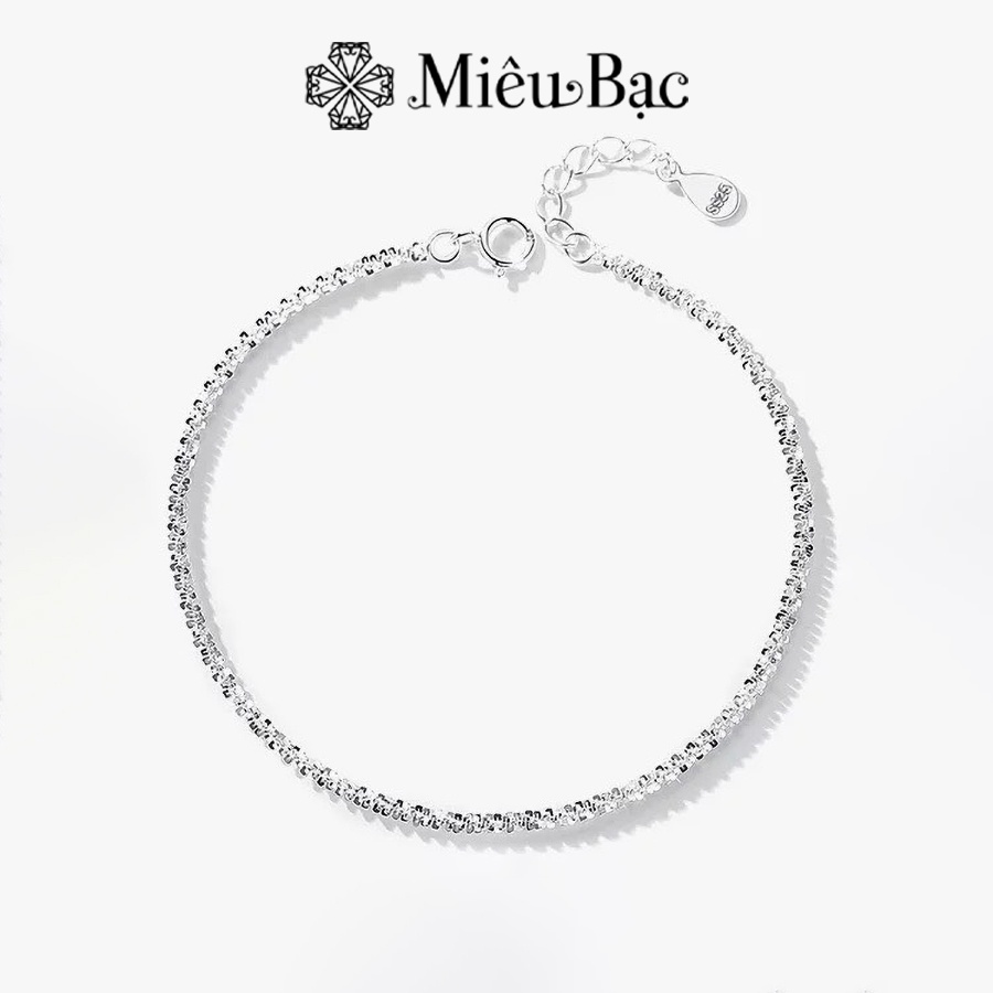 Lắc tay nữ Miêu Bạc dây xù lấp lánh dễ thương chất liệu bạc S925 thời trang phụ kiện trang sức L400174