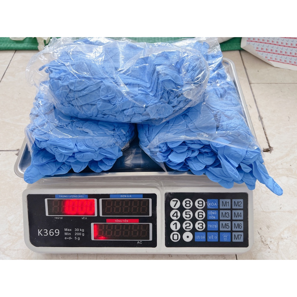 1Kg Găng Tay Nitrile xanh bao tay Cao Su chuyên dùng cho phòng khám, Spa phun xăm thẩm mỹ được 200-250 chiếc