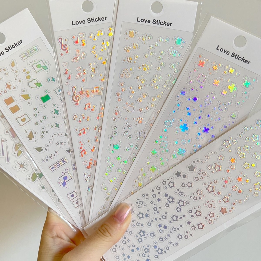 Sale 12 Mẫu hình dán sticker trong suốt laser decor toploader | Shopee ...