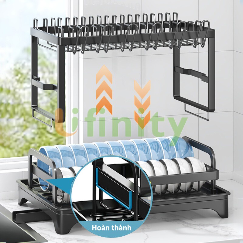 Lifinity Kệ Bát Đĩa Gấp Gọn-Kệ Nhà Bếp Đa Năng, Không Cần Lắp Ráp，Ống Thoát Nước Của Khay Nước Xoay 360°