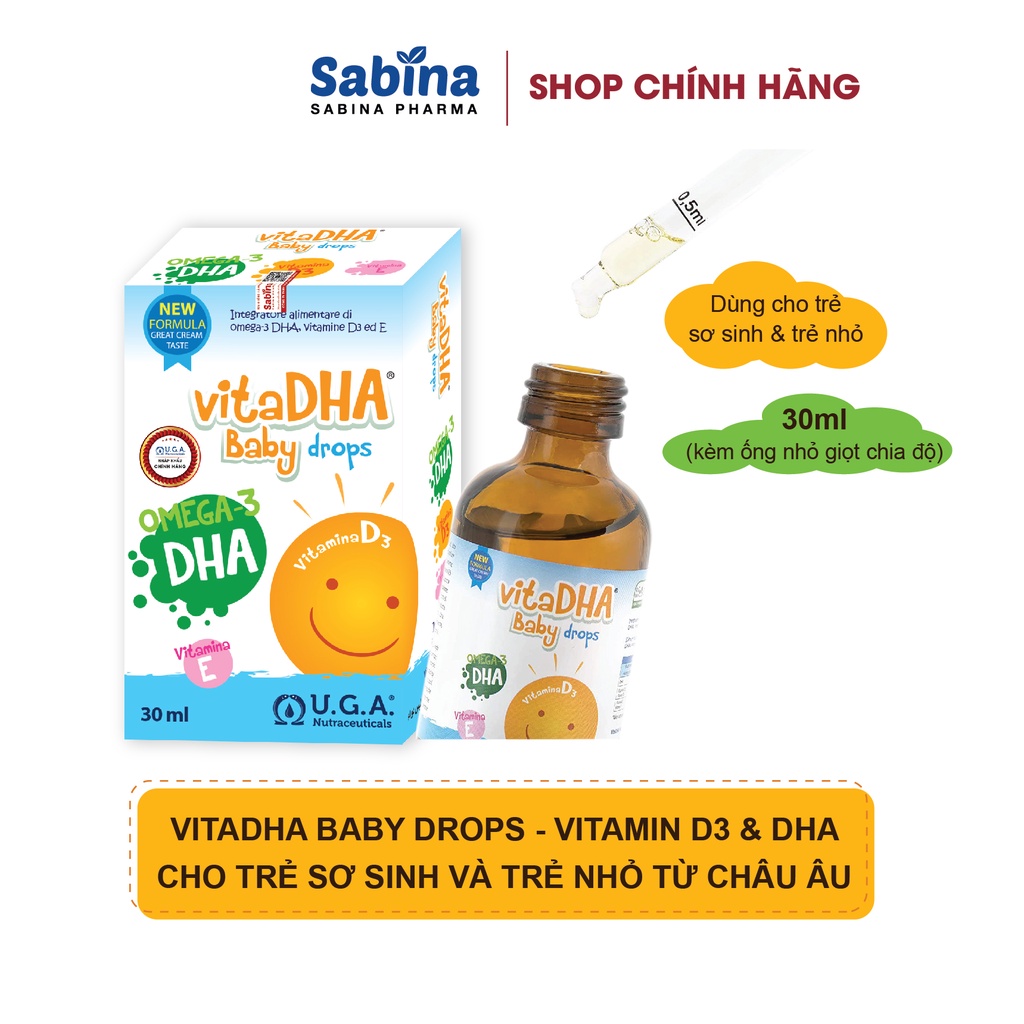 Ảnh VitaDHA Baby Drops – Thực phẩm bảo vệ sức khoẻ bổ sung D3 và DHA cho bé 30ml U.G.A. Nutraceuticals. Date Th10-2026 1