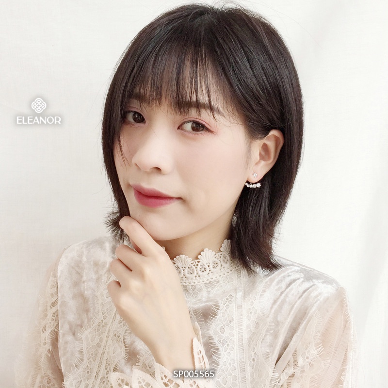 Bông tai chuôi bạc 925 Eleanor Accessories đính đá khuyên tai nữ phụ kiện trang sức 5565