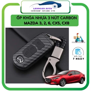 Ốp chìa khóa ô tô Mazda 3, 2, 6, Cx5, Cx8 ,Loại 3 nút ,Chất liệu nhựa ABS vân carbon cao cấp