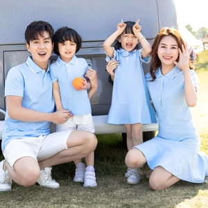 Áo Gia Đình Cổ Trụ HappyFamily - Đồng Phục Gia Đình Cổ Polo Họa Tiết Basic Chất Liệu Nỉ Da Cá Cotton 100 Co Giãn Cao Cấp