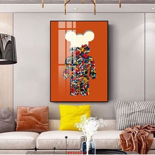 Tranh Treo Tường Chú Hề Kaws - Bearbrick Hiện Đại - Tranh Laminate Tráng Gương (60x90cm)