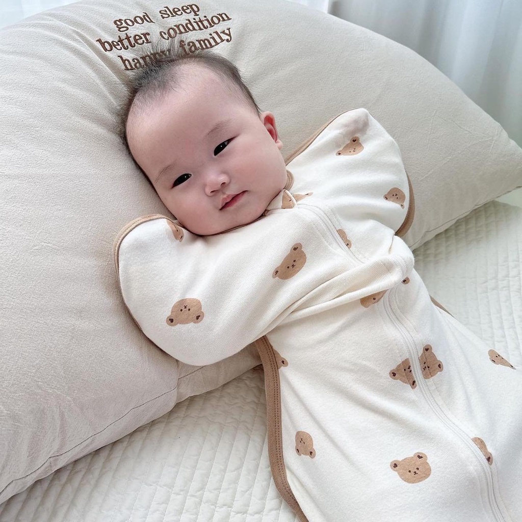 [Mã BMLTB35 giảm đến 35K đơn 99K] Nhộng chũn cho bé sơ sinh ngủ ngon, giảm giật mình Bunny vải cotton Hàn Quốc cao cấp