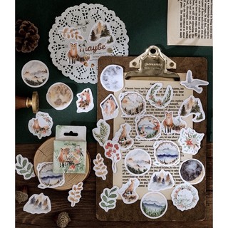DIY - Sticker 5 - Hình dán sticker phong cách hoài cổ, retro, vintage, một hộp hơn 40 tấm🐻💕💕💕🌻