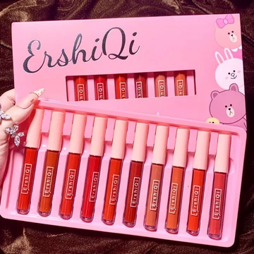 Son kem lì ErshiQi Velvet set son 10 cây lên màu tươi bóng mịn mà, Son bóng nội địa trung với nhiều cá tính khác biệt
