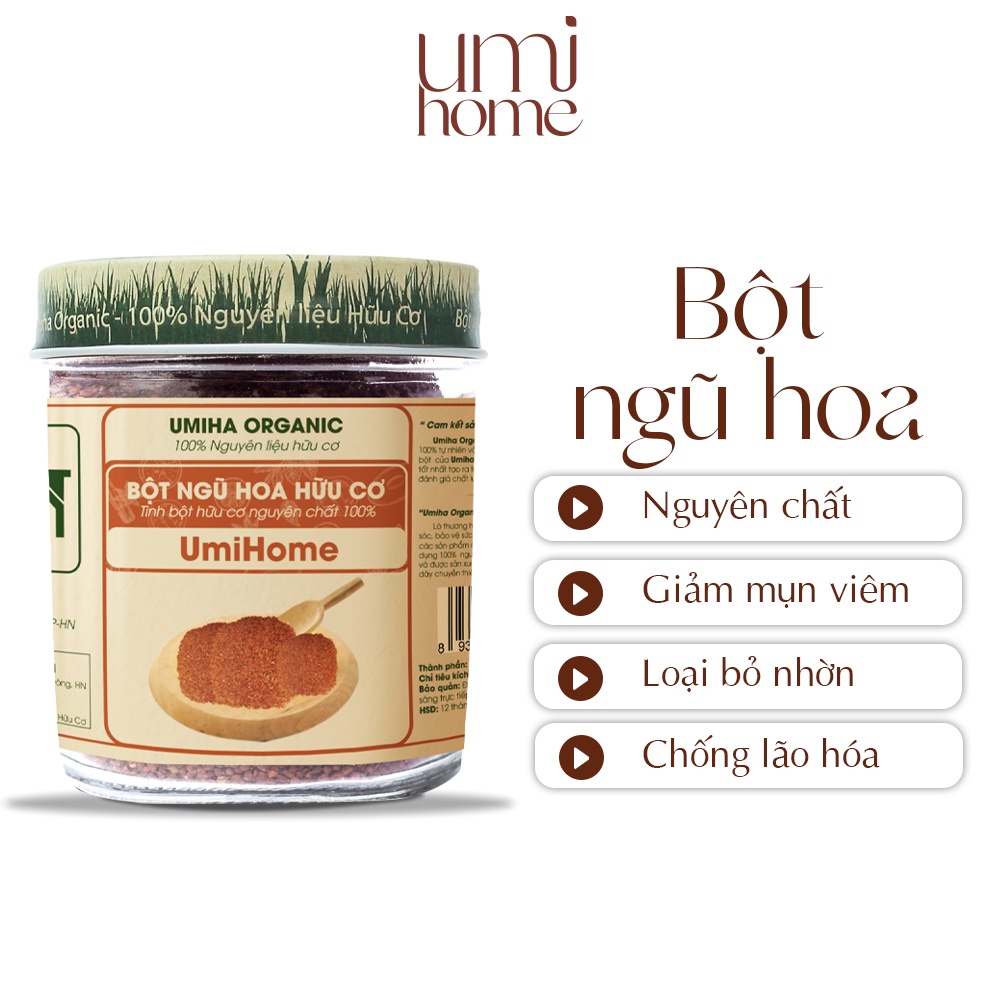 Ảnh Bột Ngũ Hoa đắp mặt hữu cơ UMIHOME nguyên chất 135g - Mặt nạ ngừa mụn, thâm, dưỡng da trắng mịn, se khít lỗ chân lông 1
