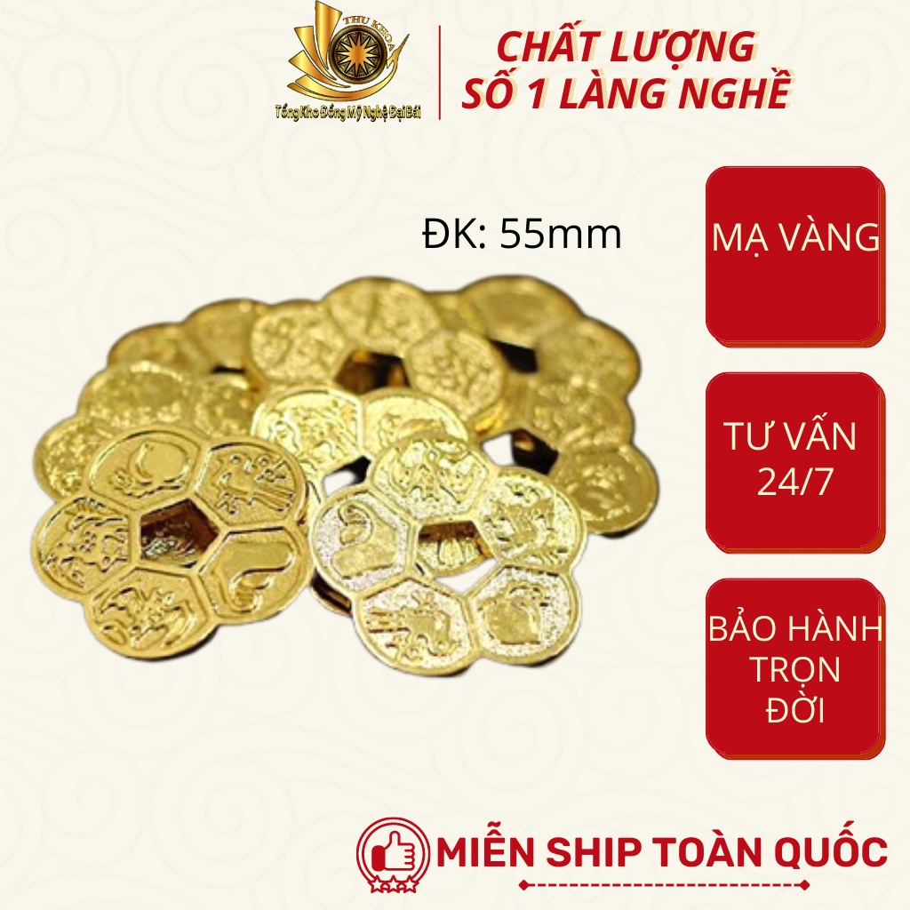 Đồng Xu Hoa Mai Mạ Vàng Phong Thủy Để Ví May Mắn