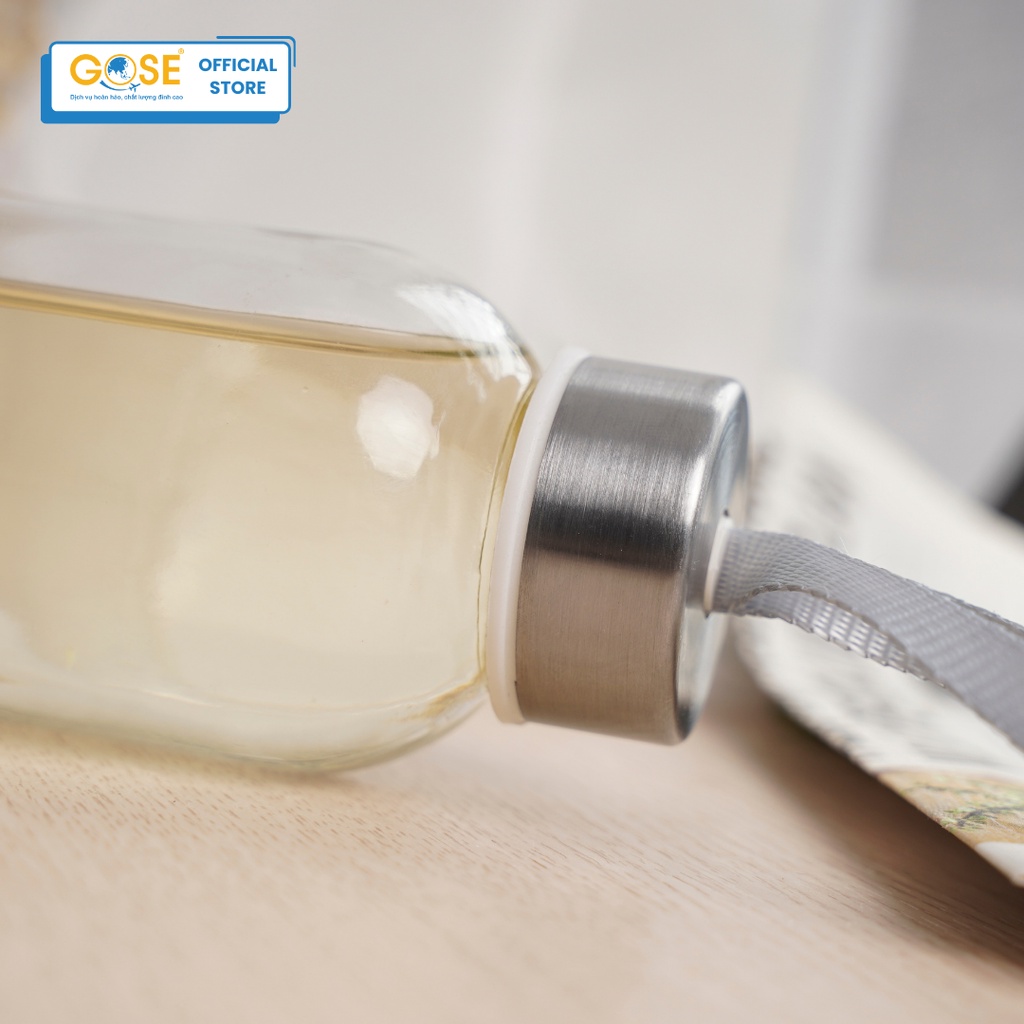Ảnh Chai thủy tinh đựng nước nắp dây xách GOSE đựng nước ép sinh tố detox nắp nhôm bạc 4
