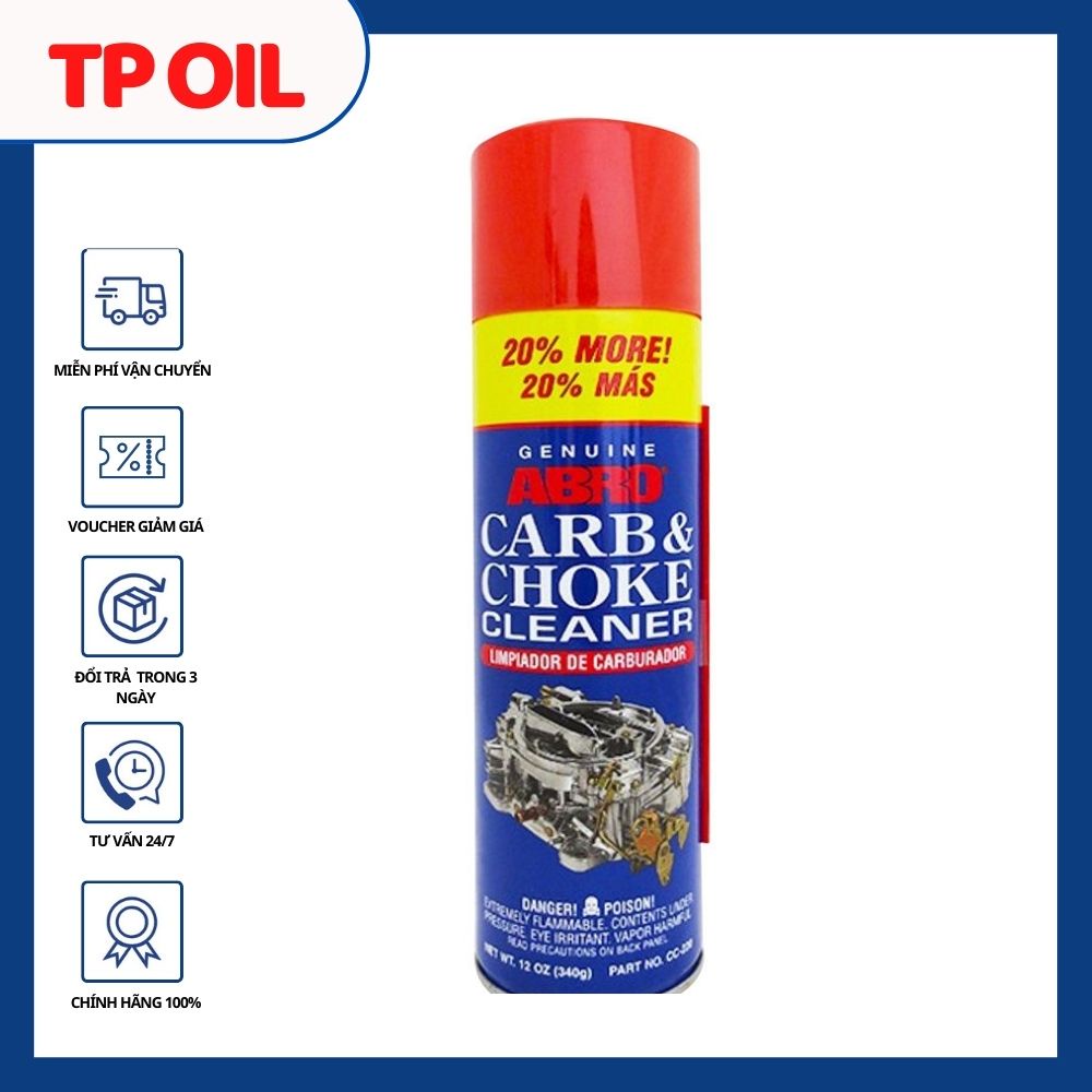Chai xịt súc bình xăng con Abro Carb & Choke Cleaner 400ml Shopee