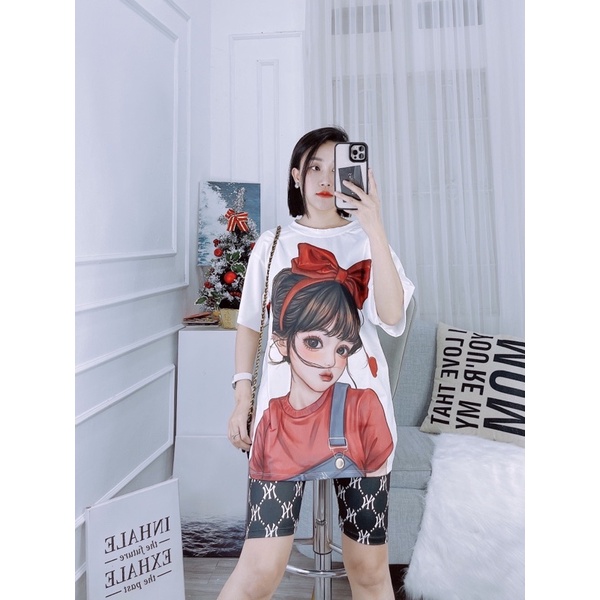 Áo phông nữ from to dấu quần chất cotton co giãn 4 chiều