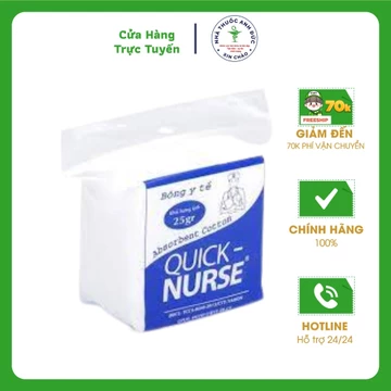 Bông Gòn Y Tế Quick Nurse 25g và 100g, lau chùi vết thương, vệ sinh cho em bé - Nhà Thuốc Anh Đức