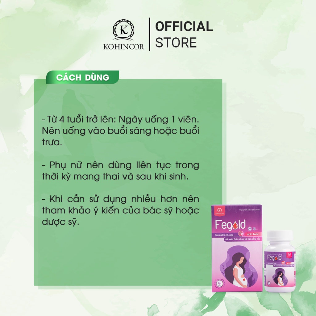 Ảnh Viên uống bổ sung sắt FEGOLD Kohinoor (60 viên) 2