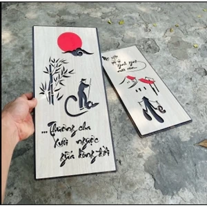Tranh gỗ treo tường_Thương cha xuôi ngược giữa dòng đời Mẹ yêu tất cả gánh gồng nuôi con