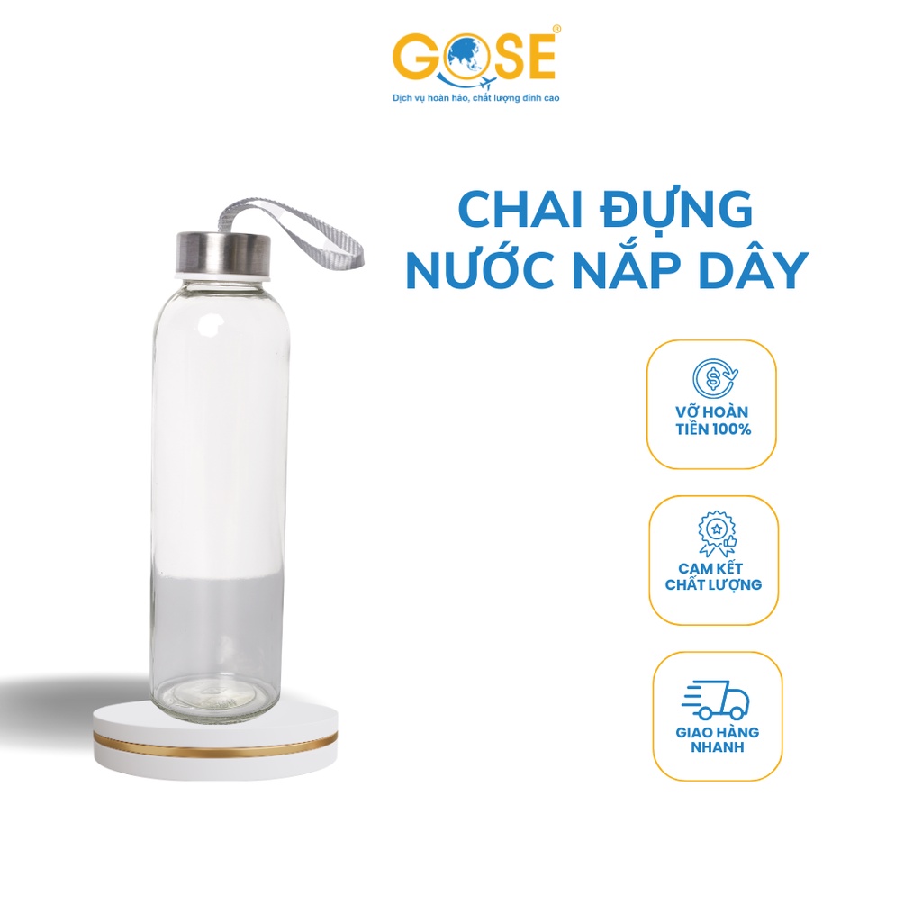 Ảnh Chai thủy tinh đựng nước nắp dây xách GOSE đựng nước ép sinh tố detox nắp nhôm bạc 1