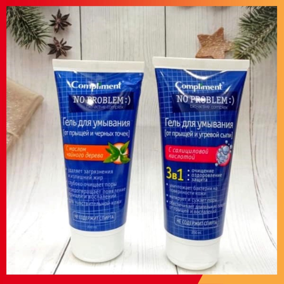 (Chính Hãng) Gel Rửa Mặt Xóa Mụn Và Thu Nhỏ Lỗ Chân Lông Compliment No Problem Nga - 1 Tuýp