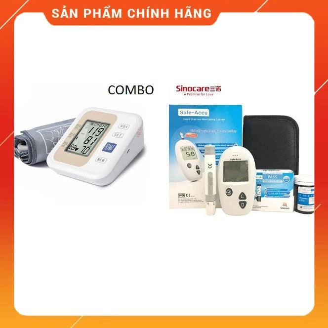Combo máy đo huyết áp Sinoheart và máy đường Sinocare