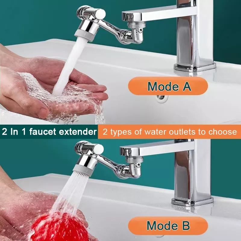 Đầu Nối Vòi Nước INOX Thông Minh Xoay 1080° Khớp nối vòi nước Cho Bồn Rửa Với 2 Chế Độ Phun Nước Tiết kiệm