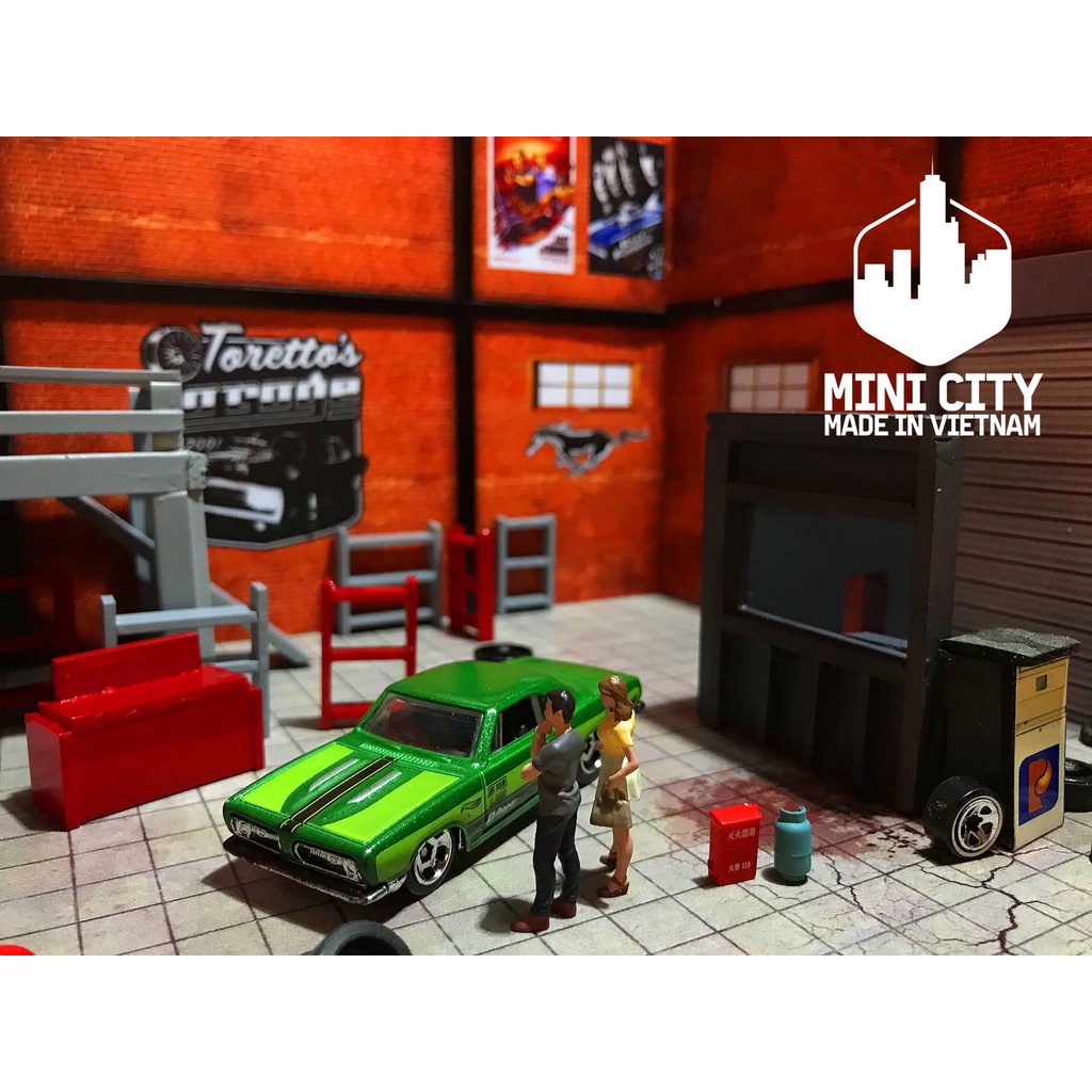 Garage kiểu Mỹ 1:64 mô hình (có đèn led)