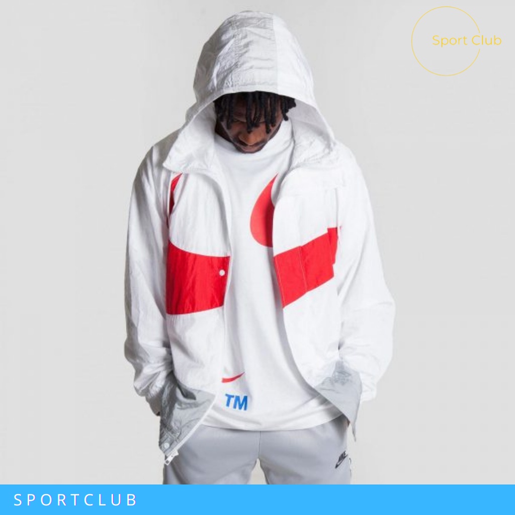 Áo Khoác Nike Sportswear Swoosh Men's Woven Lined Jacket Trắng Xám