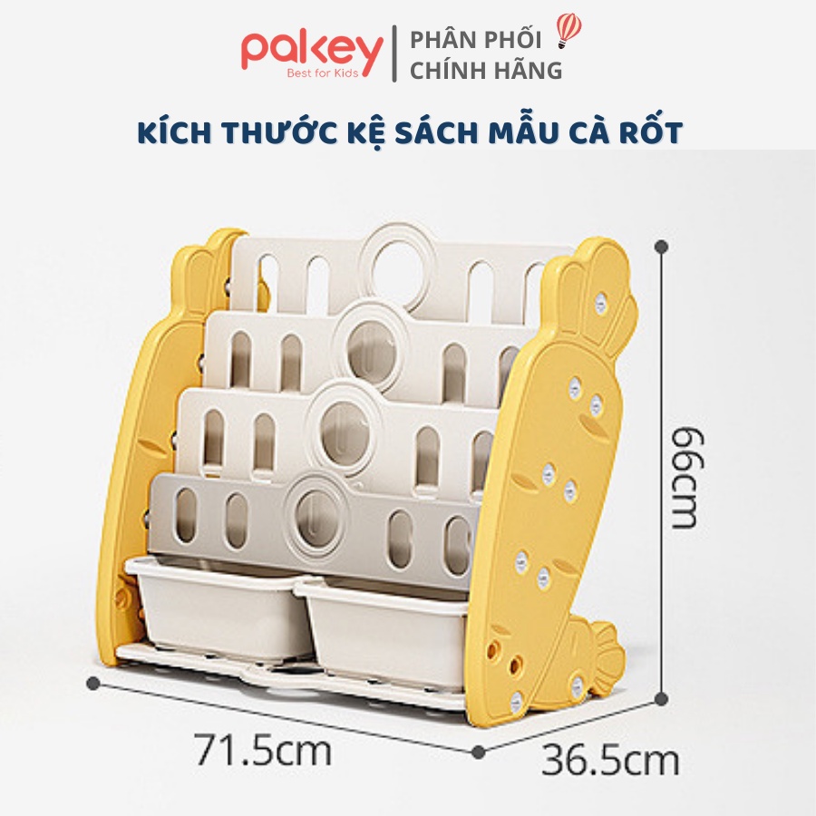 [HOẢ TỐC] Giá Sách Cho Bé Kèm 2 Hộc Để Đồ Chơi Pakey Mẫu Mới - Kệ Sách Nhựa Chịu Lực Loại Dày Nhiều Màu Đáng Yêu