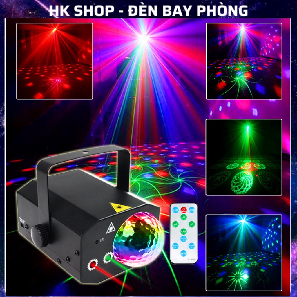 Đèn Bay Phòng Laser Mini 3in1 Cảm Biến Theo Nhạc, Phòng Bar, Karaoke...[Hàng Chính Hãng ]