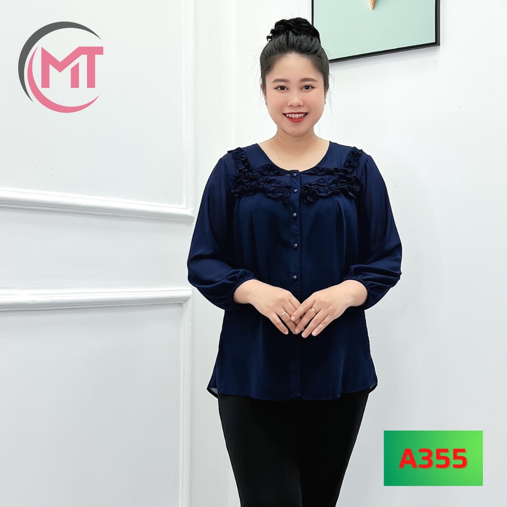Ảnh Áo Trung Niên Nữ MAI THY 355, Mẫu Sơ Mi BigSize Tay Lỡ Cổ Bèo Nhiều Nút Đẹp Trang Nhã, Thời Trang Trung Niên Nữ U40 1