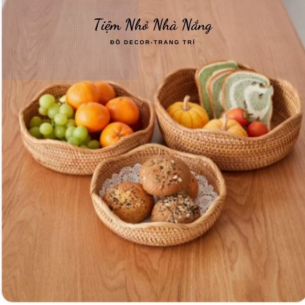 Rổ mây tre đan đựng đồ khô, trái cây,mỹ phẩm, giỏ đựng đồ bằng mây tre ...